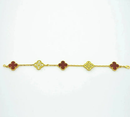 [Vintora] CLOVER 5 MOTIF RED CORNELIAN BRACELET COLLECTION