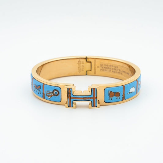 [Vintora]H PINK GOLD BRACELET BLUE CERAMIC