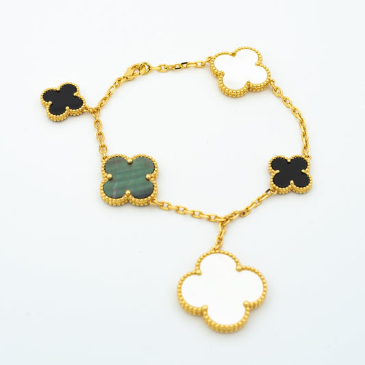[Vintora]CLOVER BRACELET 5 MOTIFS ONYX MOP