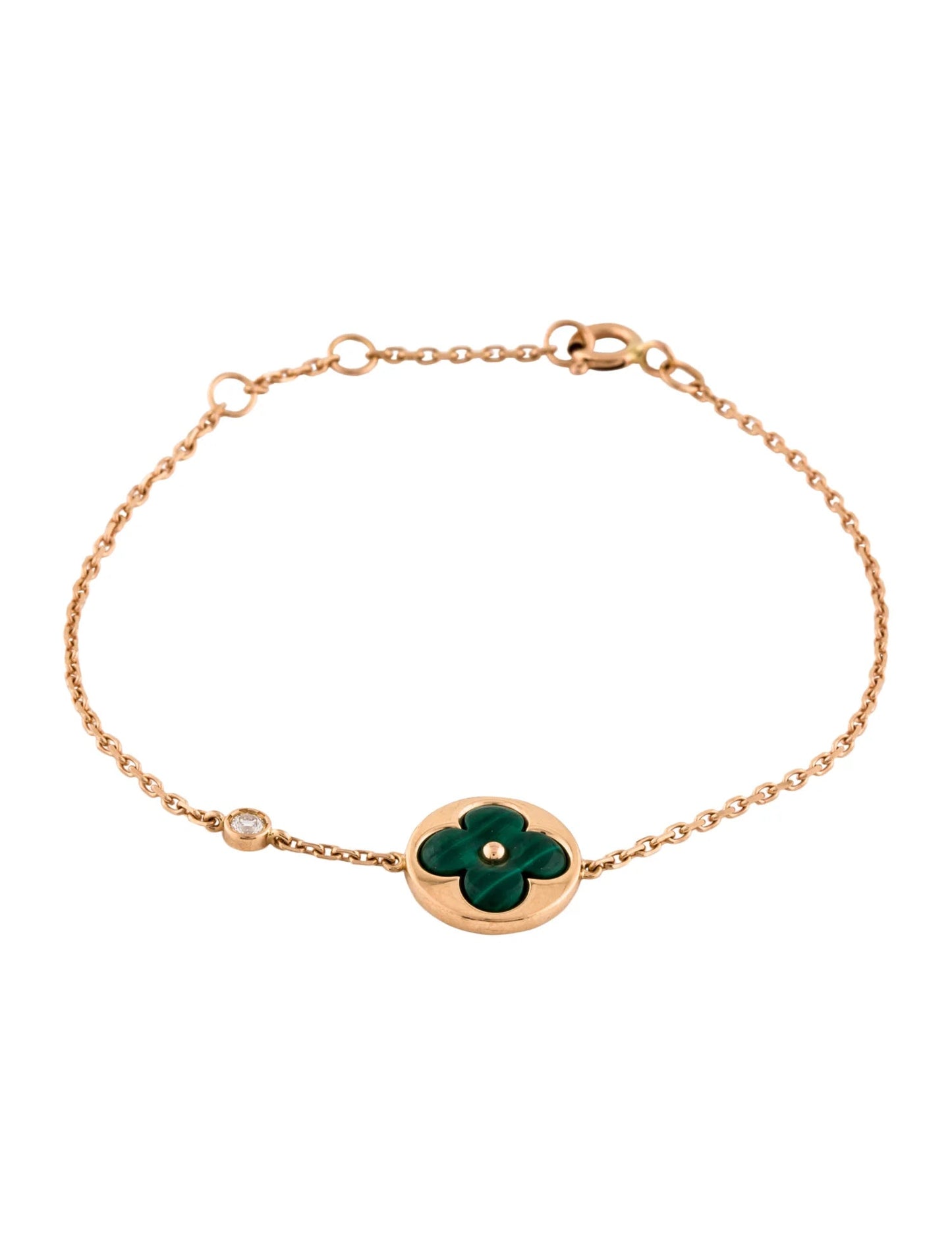 [Vintora]SUN MALACHITE 1 DIAMOND PINK GOLD BRACELET
