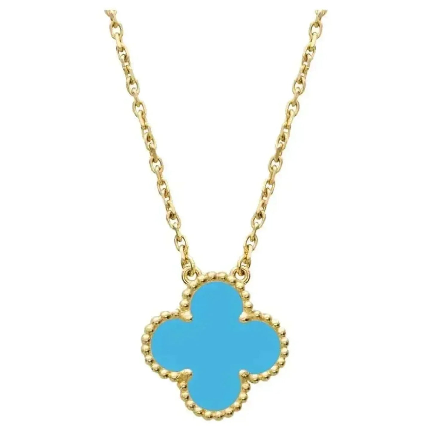 [Vintora]CLOVER 15MM VINTAGE TURQUOISE NECKLACE