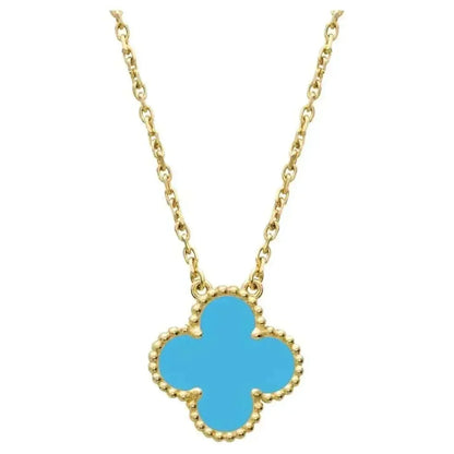 [Vintora]CLOVER 15MM VINTAGE TURQUOISE NECKLACE