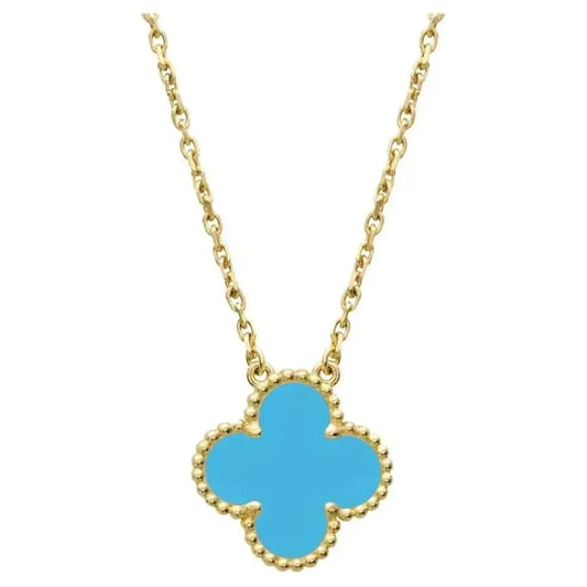 [Vintora]CLOVER 15MM VINTAGE TURQUOISE NECKLACE