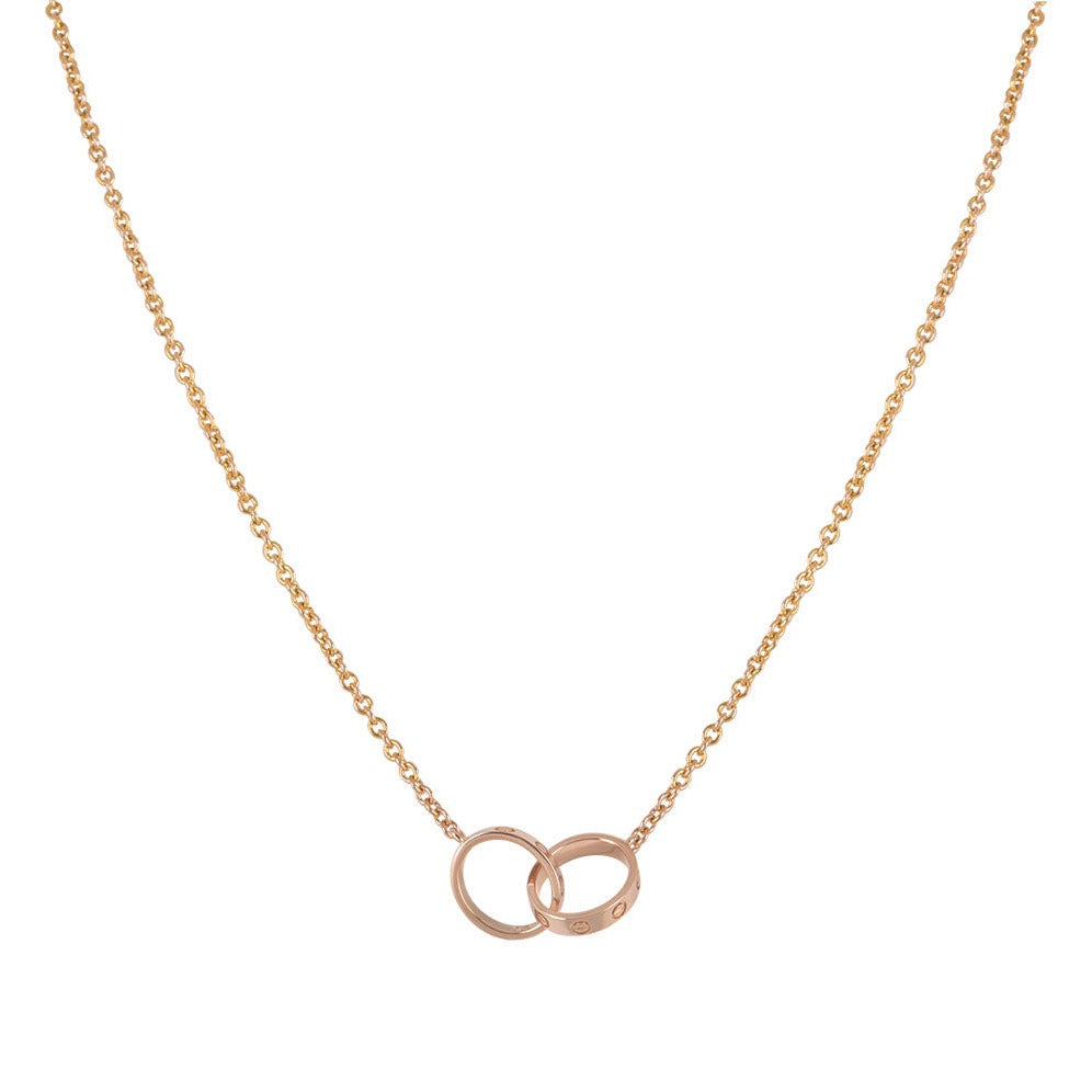 [Vintora]LOVE NECKLACE DOUBLE RING PINK GOLD