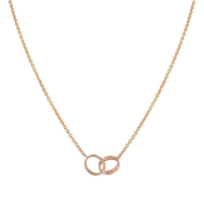 [Vintora]LOVE NECKLACE DOUBLE RING PINK GOLD