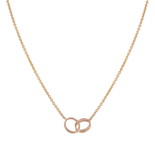 [Vintora]LOVE NECKLACE DOUBLE RING PINK GOLD