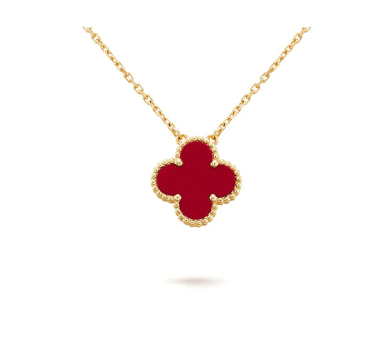 [Vintora]CLOVER 15MM CARNELIAN SINGLE FLOWER NECKLACE