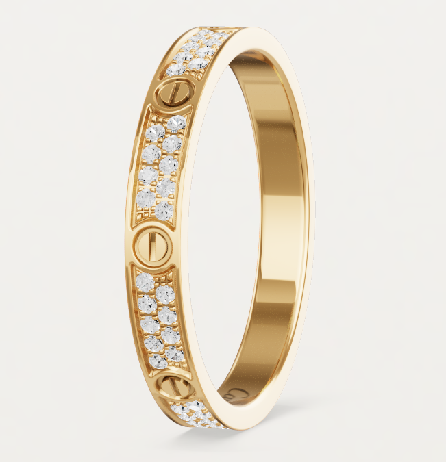 [Vintora]LOVE RING 2.6mm-wide full-diamond ring Gold