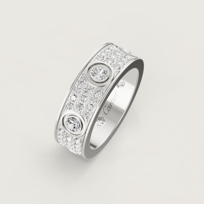 [Vintora]LOVE RING 6.5MM Full Diamond, 6 Major Diamonds Silver
