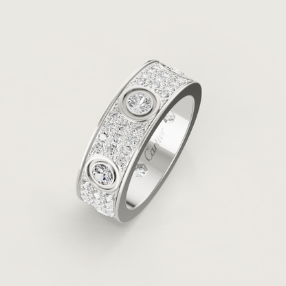 [Vintora]LOVE RING 6.5MM Full Diamond, 6 Major Diamonds Silver