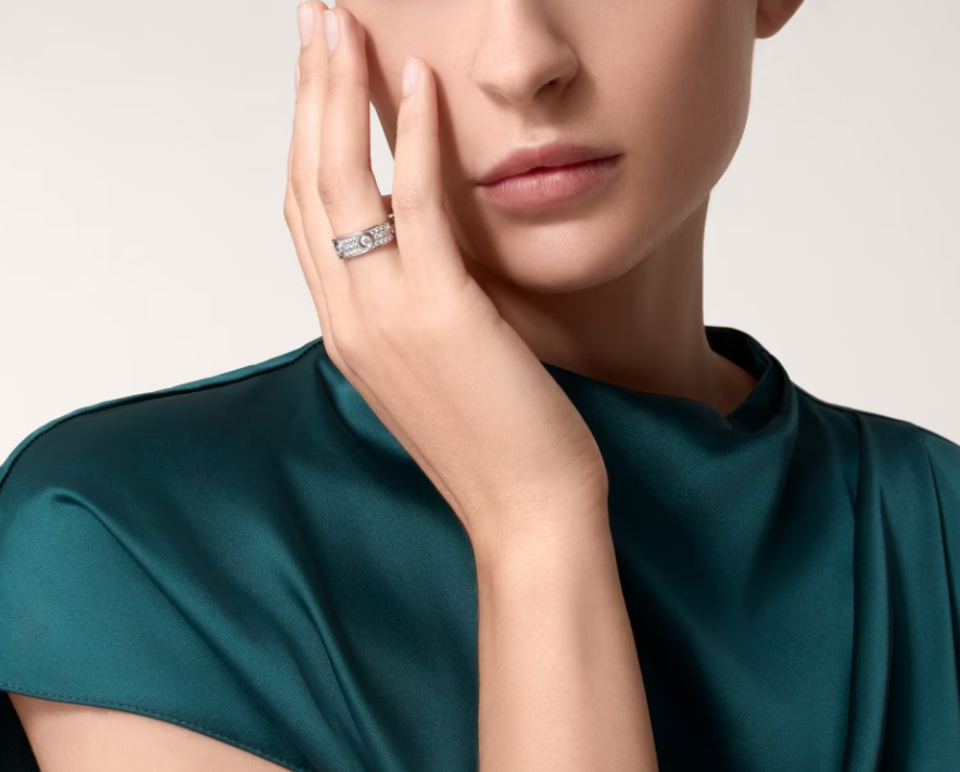 [Vintora]LOVE RING 6.5MM Full Diamond, 6 Major Diamonds Silver