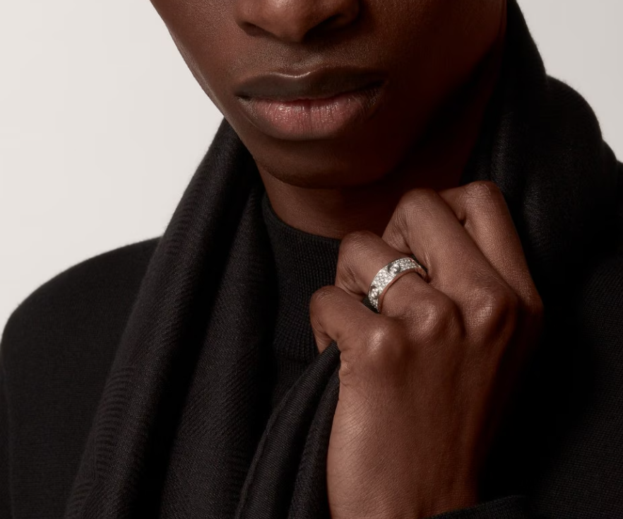 [Vintora]LOVE RING 6.5MM Full Diamond, 6 Major Diamonds Silver