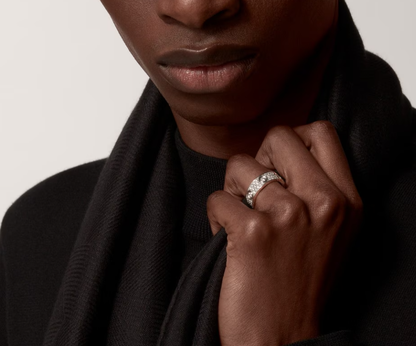 [Vintora]LOVE RING 6.5MM Full Diamond, 6 Major Diamonds Silver