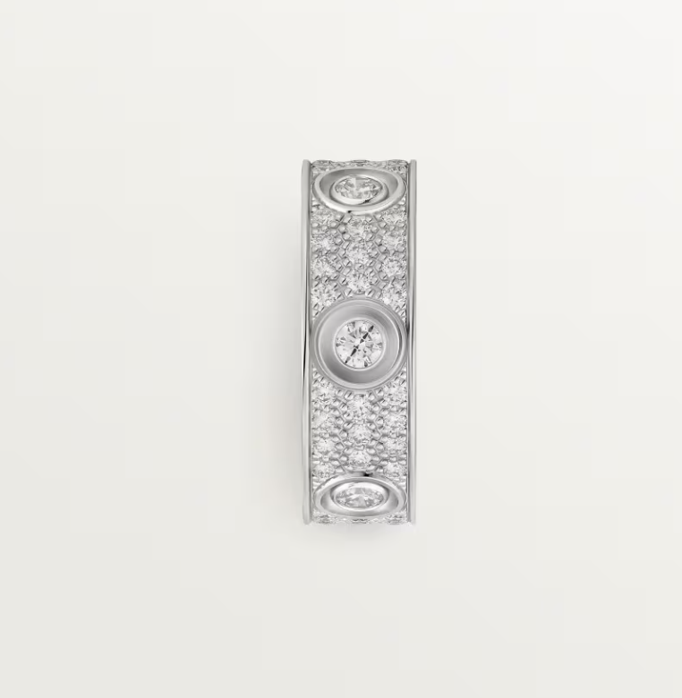 [Vintora]LOVE RING 6.5MM Full Diamond, 6 Major Diamonds Silver