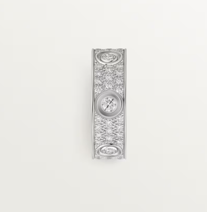 [Vintora]LOVE RING 6.5MM Full Diamond, 6 Major Diamonds Silver