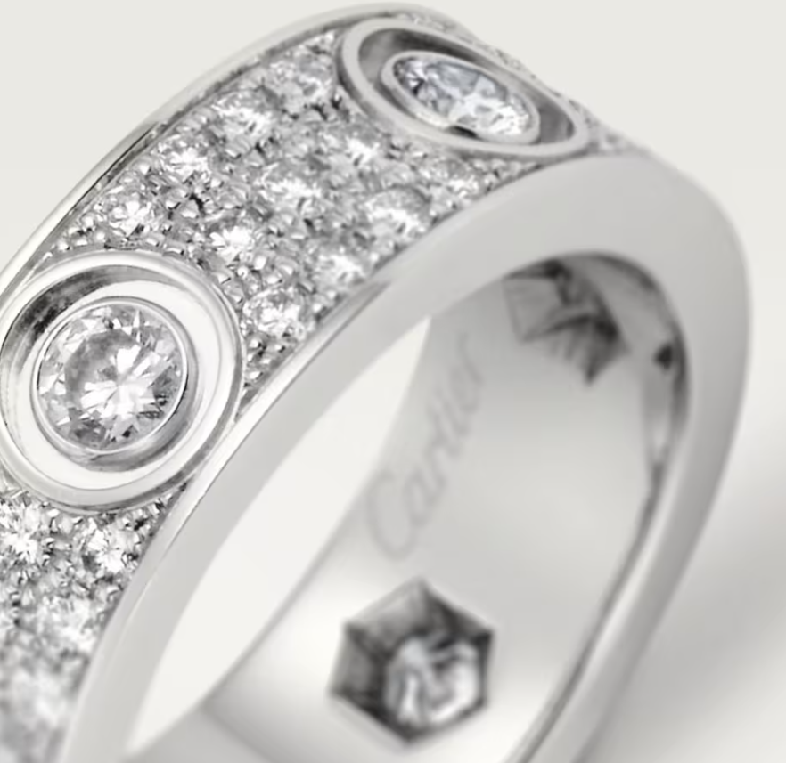 [Vintora]LOVE RING 6.5MM Full Diamond, 6 Major Diamonds Silver