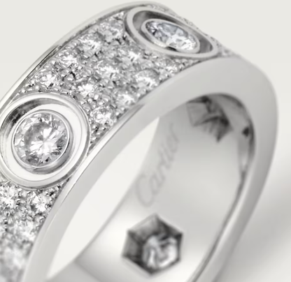 [Vintora]LOVE RING 6.5MM Full Diamond, 6 Major Diamonds Silver