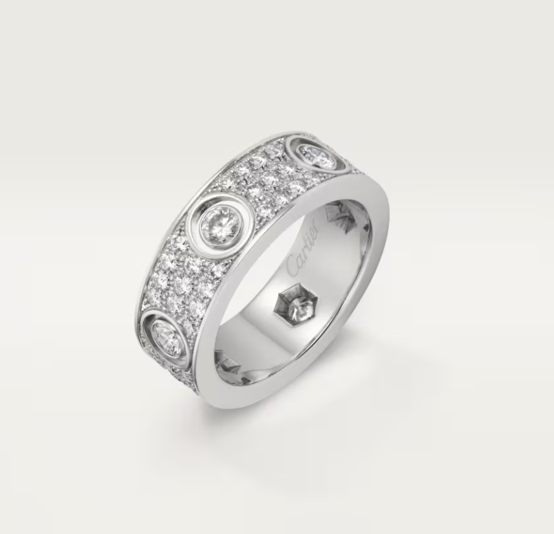 [Vintora]LOVE RING 6.5MM Full Diamond, 6 Major Diamonds Silver