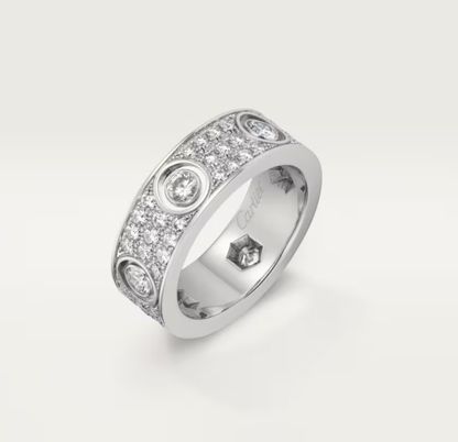 [Vintora]LOVE RING 6.5MM Full Diamond, 6 Major Diamonds Silver