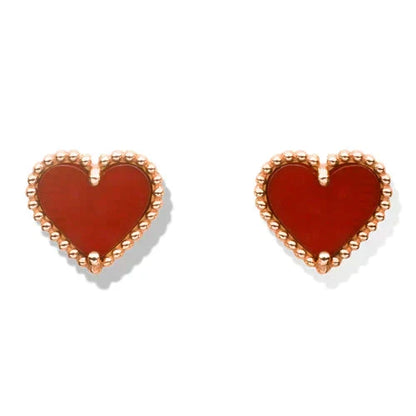 [Vintora]HEART CARNELIAN STUD EARRINGS