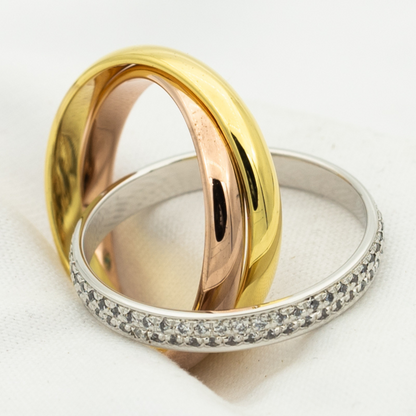 [Vintora Jewelry]TRINITY RING GOLD PINK GOLD SILVER DIAMONDS