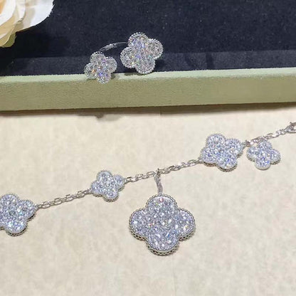 [Vintora]CLOVER 6 MOTIFS SILVER DIAMOND BRACELET