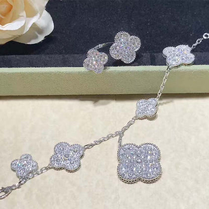[Vintora]CLOVER 6 MOTIFS SILVER DIAMOND BRACELET