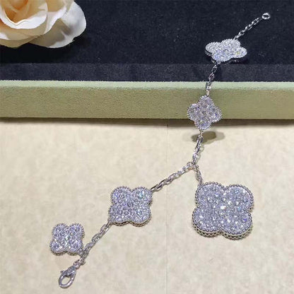 [Vintora]CLOVER 6 MOTIFS SILVER DIAMOND BRACELET