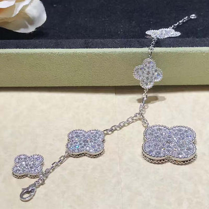 [Vintora]CLOVER 6 MOTIFS SILVER DIAMOND BRACELET