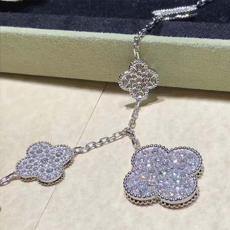 [Vintora]CLOVER 6 MOTIFS SILVER DIAMOND BRACELET