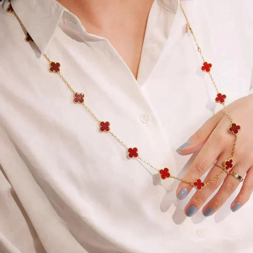 [Vintora]CLOVER 20 MOTIFS CARNELIAN NECKLACE