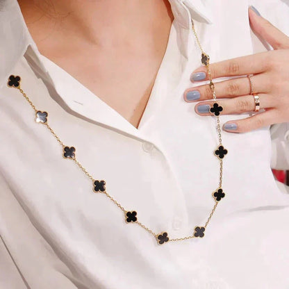 [Vintora]CLOVER 20 MOTIFS ONYX NECKLACE