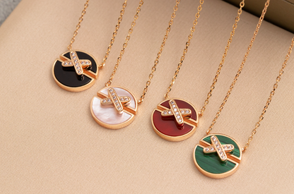 [Vintora]JEUX DE PINK GOLD DIAMOND NECKLACE