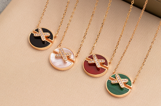 [Vintora]JEUX DE PINK GOLD DIAMOND NECKLACE
