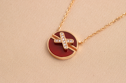[Vintora]JEUX DE PINK GOLD DIAMOND NECKLACE