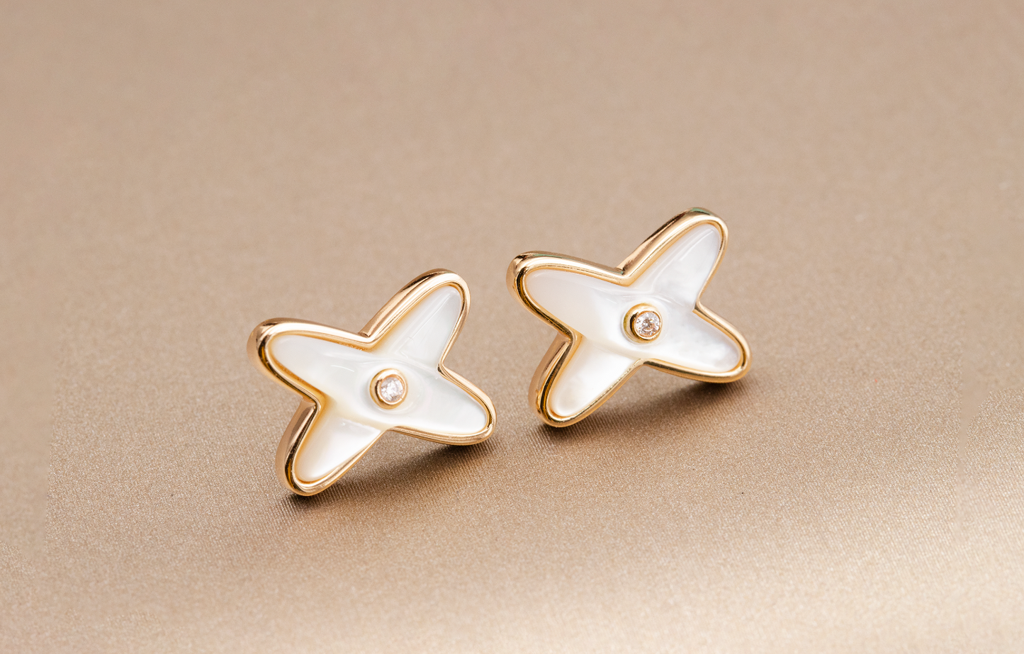 [Vintora]JEUX DE WHITE MOP Vintora GOLD DIAMOND EARRINGS