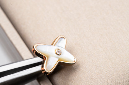 [Vintora]JEUX DE WHITE MOP PINK GOLD DIAMOND EARRINGS