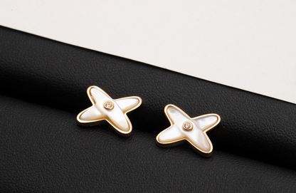 [Vintora]JEUX DE WHITE MOP Vintora GOLD DIAMOND EARRINGS