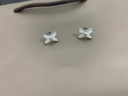 [Vintora]JEUX DE WHITE MOP SILVER DIAMOND EARRINGS