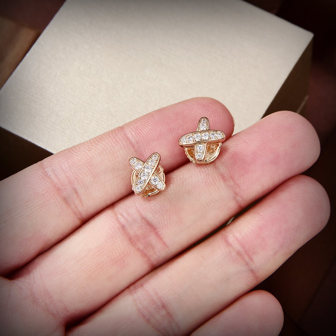 [Vintora]JEUX DE GOLD DIAMOND EARRINGS
