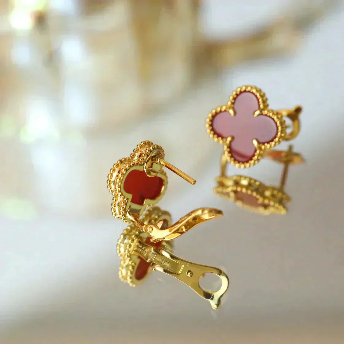 [Vintora]CLOVER MEDIUM 1 MOTIFS CARNELIAN  EARRINGS