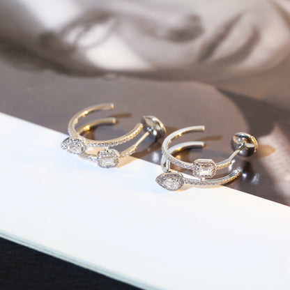 [Vintora]CREOLES MY TWIN 2 RANGS SILVER DIAMOND EARRINGS