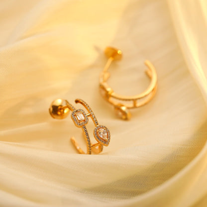 [Vintora]CREOLES MY TWIN 2 RANGS SILVER DIAMOND EARRINGS