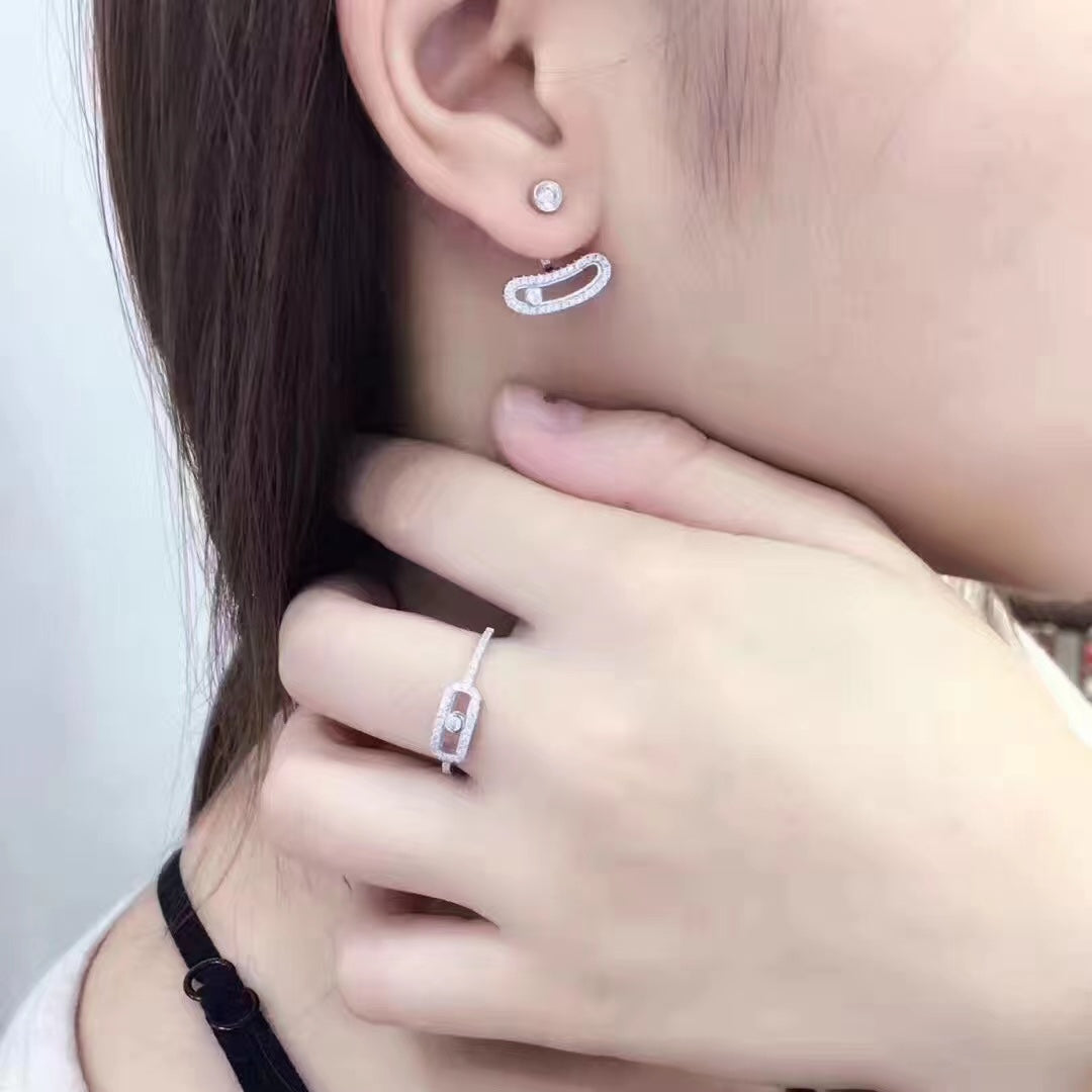 [Vintora]MOVE UNO SILVER DIAMOND EARRINGS