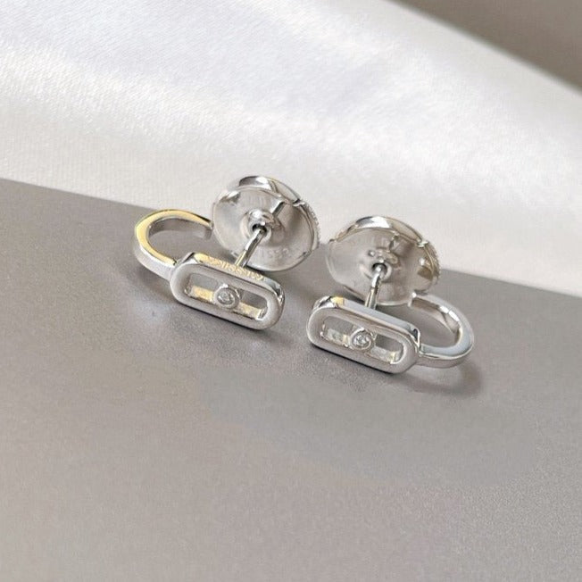 [Vintora]CREOLES MOVE UNO MINI 1 DIAMOND EARRINGS