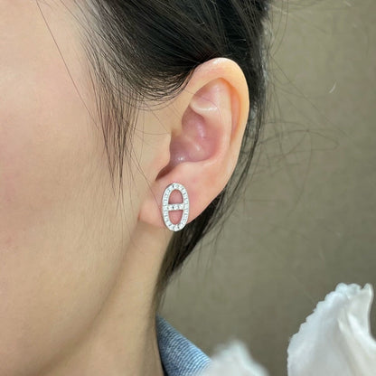 [Vintora]HM FULL DIAMOND PIG NOSE STUD EARRINGS
