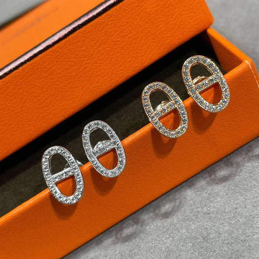 [Vintora]HM FULL DIAMOND PIG NOSE STUD EARRINGS