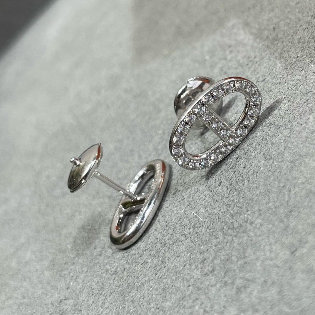 [Vintora]HM FULL DIAMOND PIG NOSE STUD EARRINGS