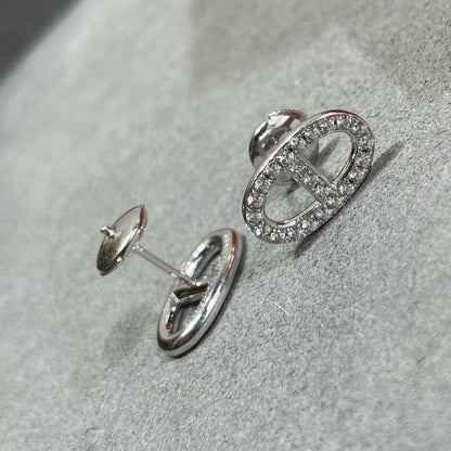 [Vintora]HM FULL DIAMOND PIG NOSE STUD EARRINGS
