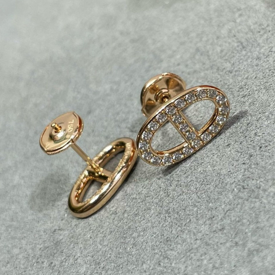 [Vintora]HM FULL DIAMOND PIG NOSE STUD EARRINGS